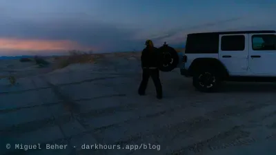 Settling in after sunset at Knolls Recreation Area, Utah