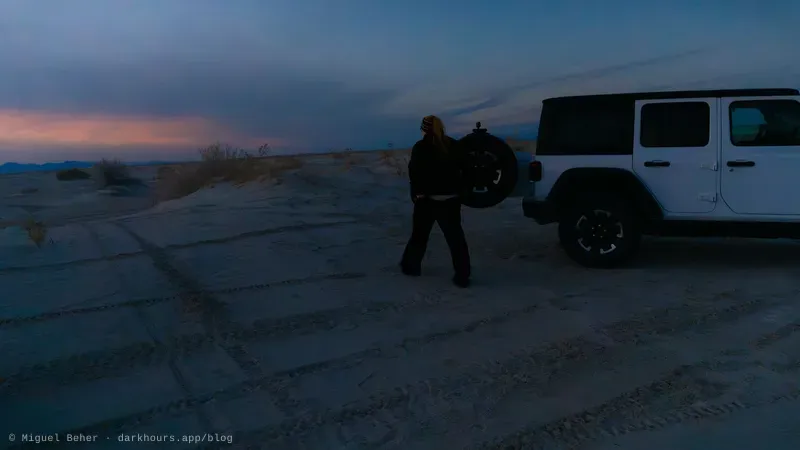 Settling in after sunset at Knolls Recreation Area, Utah