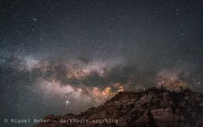 Milky Way rising over Checkerboard Mesa, Zion National Park