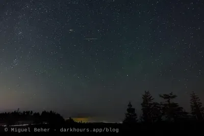 Perseid fireballs with the Andromeda Galaxy, Triangulum Galaxy, the Pleiades, and a faint aurora over Mt. Ashland, Oregon